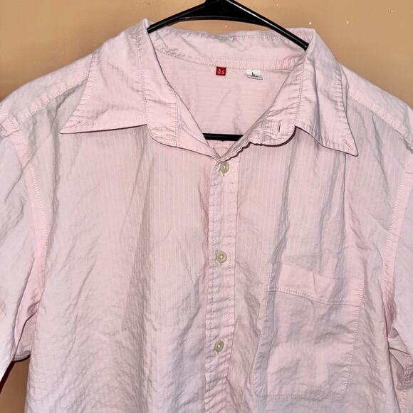 Uniqlo Men's Box Crop Short Sleeve Polo Tee T-Shirt in Pink - Size Large - Picture 8 of 9
